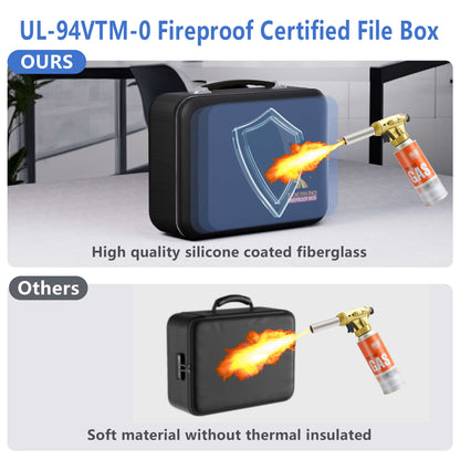 Fireproof-Waterproof Document Box With Water-Resistant Zipper Hard Case Fireproof File Box With Lock