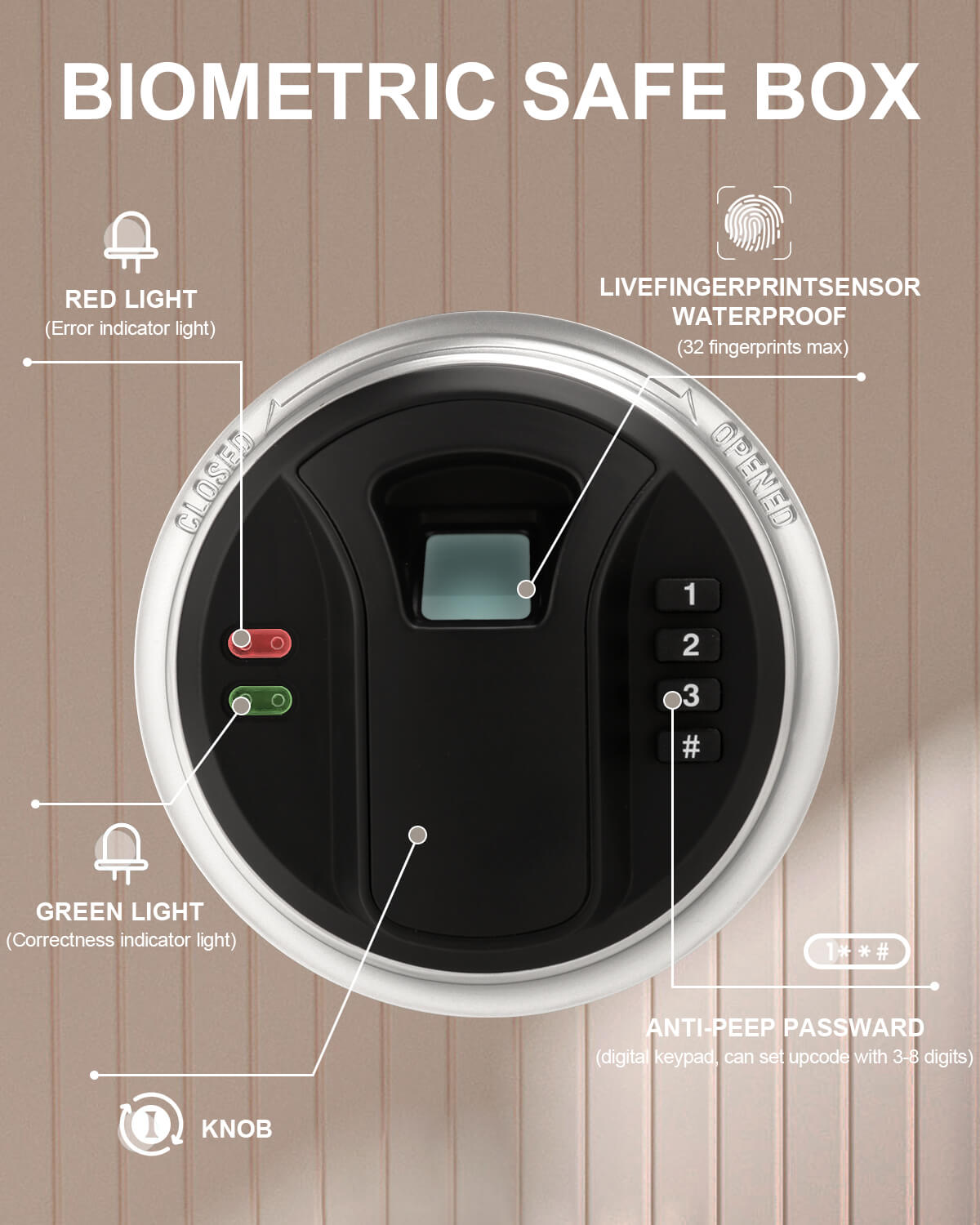 TIGERKING Small Closet Safe With Fingerprint Mini Home Safes FE25FED Little Biometric Safe Box For Home