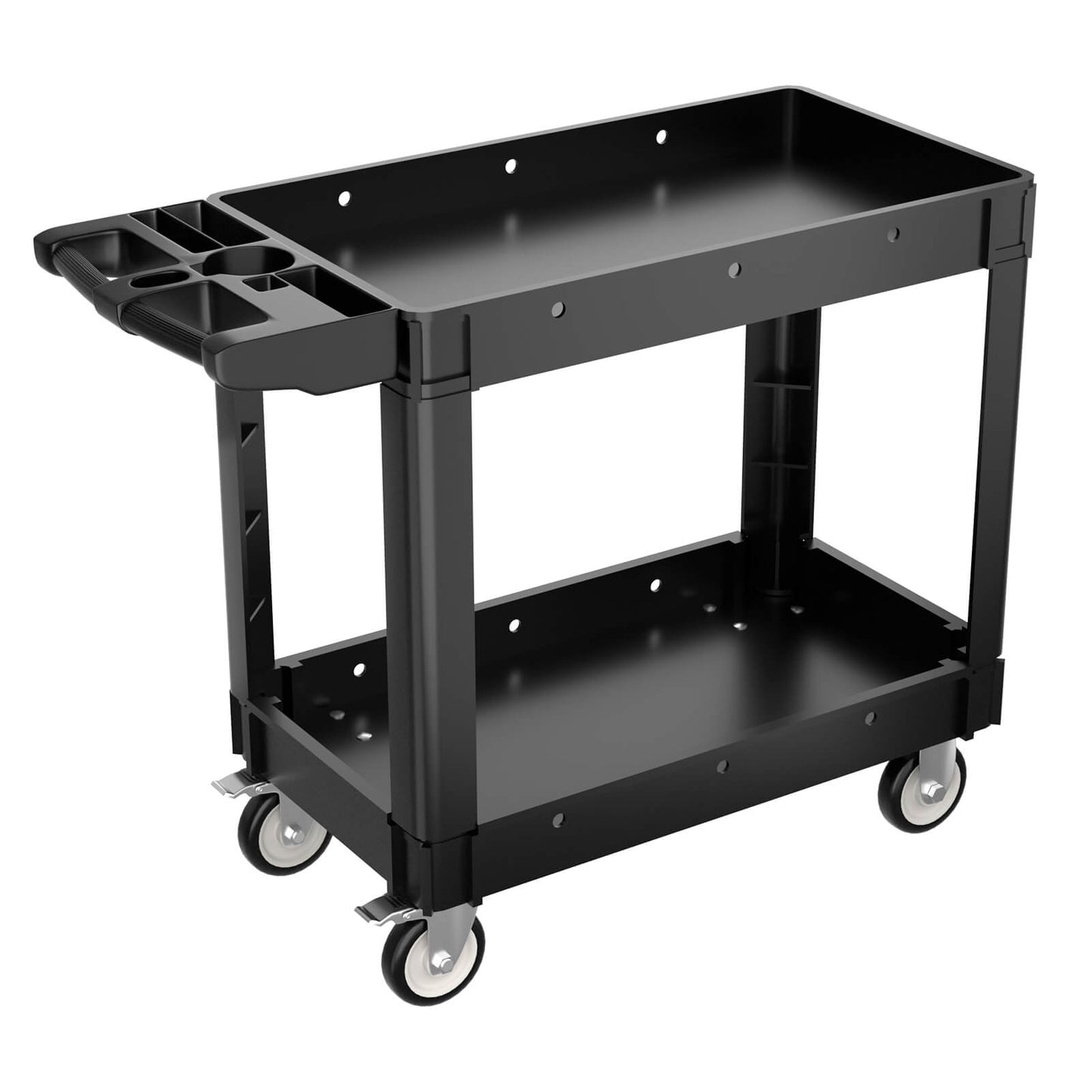 Tool Cart on Wheels, Rolling Utility Cart, 2 Tier 550LBS Heavy Duty Cart with Wheels, Service Cart with Ergonomic Storage Handle, Great for Garage, Warehouse, Workshop, Office, Cleaning